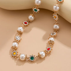 J-Hope Gold Flower Pearl Necklace