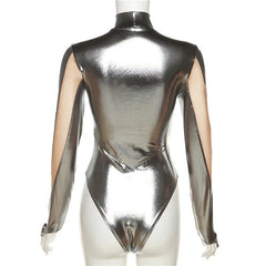 Lisa Metallic Cut-Out Bodysuit Top