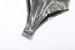 Lisa Metallic Cut-Out Bodysuit Top