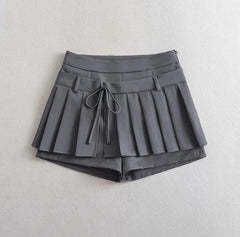 Ruka Pleated Tie-Waist Skort