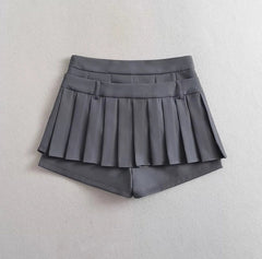 Ruka Pleated Tie-Waist Skort