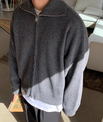 Sunghoon Ash Ribbed Zip-Up Cardigan