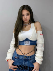 Jennie Bra Crop Top With Arm Warmer Sleeves