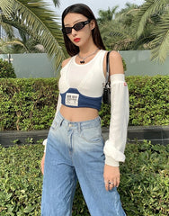 Jennie Bra Crop Top With Arm Warmer Sleeves