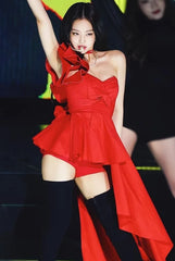 Red Ruffled Off-Shoulder Dress