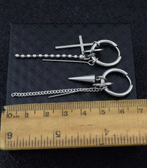 Jimin Silver Cross & Pendulum Earrings