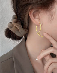 Jimin Silver Curved Stick Drop Earrings