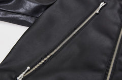 Jimin Noir Double-Zip Leather Jacket
