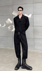 Jimin Noir Belted Overall Jumpsuit