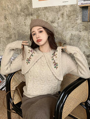 Jisoo Flower Collar Sweater