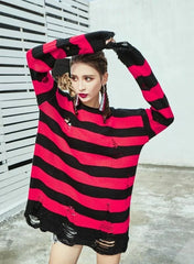 Jungkook Ripped Striped Sweater
