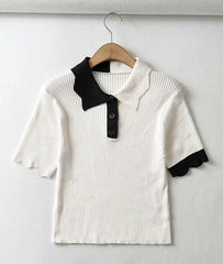 Karina Scallop Knitted Polo Shirt