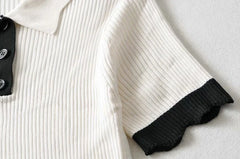 Karina Scallop Knitted Polo Shirt