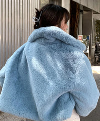 LeeKnow Blue Fur Jacket