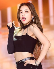 Lia Black Halter Chain Crop Top