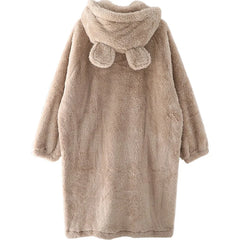 Wonhee Bear Ears Plush Coat