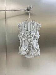Yujin Grey Gathered Sleeveless Top