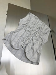 Yujin Grey Gathered Sleeveless Top
