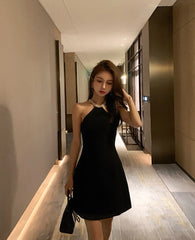Lisa Rhinestone Halter Dress