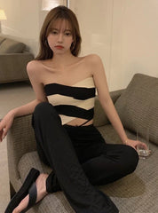 Liz Stripe Tube Crop Top