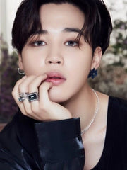 Jimin Navy Flower Gem Earrings