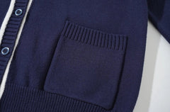 Jin Navy Lined V-Neck Cardigan