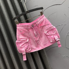 Ahyeon Acid Wash Cargo Skirt