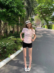 Jennie Checkered Tweed Top