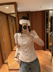 Jennie Checkered Tweed Top