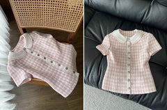 Jennie Checkered Tweed Top