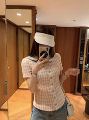 Jennie Checkered Tweed Top