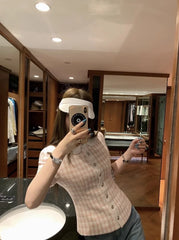 Jennie Checkered Tweed Top
