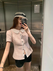 Jennie Checkered Tweed Top