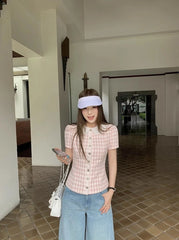 Jennie Checkered Tweed Top