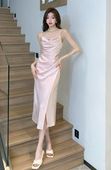 Karina Pink Cowl Satin Dress