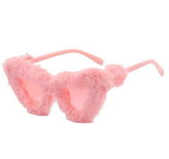 Seungmin Pink Heart Fur Sunglasses