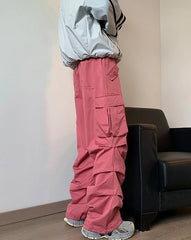 Iroha Pink Side Pleats Cargo Pants