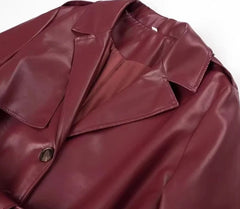 Lisa Faux Leather Trench Coat