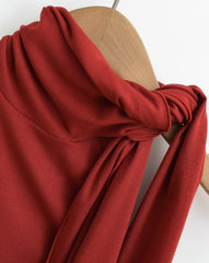 Winter Red Tie-Neck Sleeveless Top
