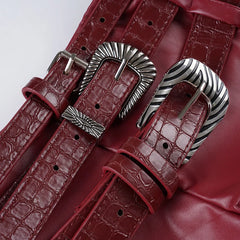 Jennie Triple Buckle Faux Leather Shorts