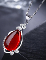 Taehyung Silver Red Pendant Necklace