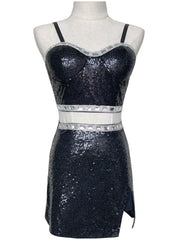 Rosé Sequin Bustier Skirt Set