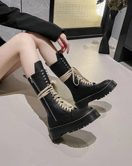Rose Combat Lace-Up Boots