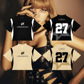LISA 2026 Y2K K-Pop Inspired Oversized Sports Jersey Tee