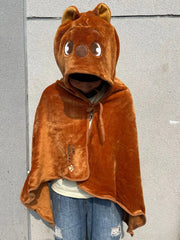 SKZoo™ Hooded Flannel Blanket Cartoon Cape Shawl