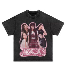 Jisoo 2025 Washed Cotton Oversized Tee