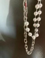 Jimin Silver Chain Pearl Padlock Necklace
