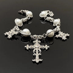 Yeji Silver Cross And Pearl Necklace