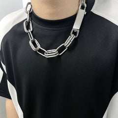 Taehyung Silver Double-Link Chain Choker