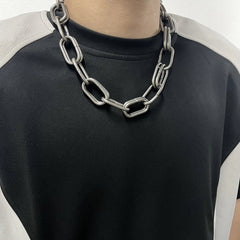 Taehyung Silver Double-Link Chain Choker